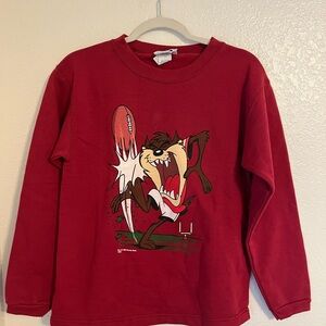 Vintage Looney Tunes Taz Tasmanian Devil Football Sweatshirt 1996 Youth Large